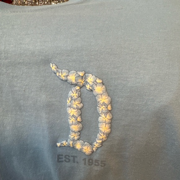Disney Floral Blue Spirit Jersey Sweatshirt with Floral D Embroidery - Picture 1 of 4